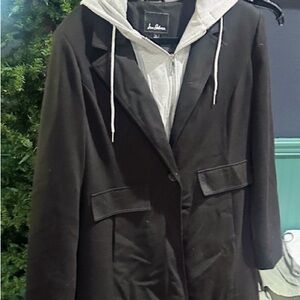 Sam Edelman Black Jacket with Gray Hoodie